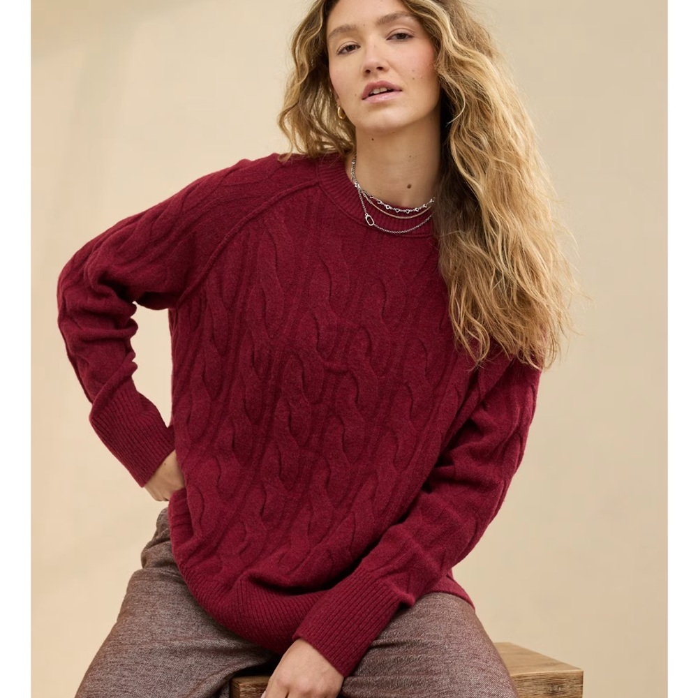 Aerie unREAL Cable Crew Sweater